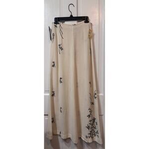 NWT Vintage Marcel Marongiu Ivory Embroidered Floral Maxi Skirt Size 40